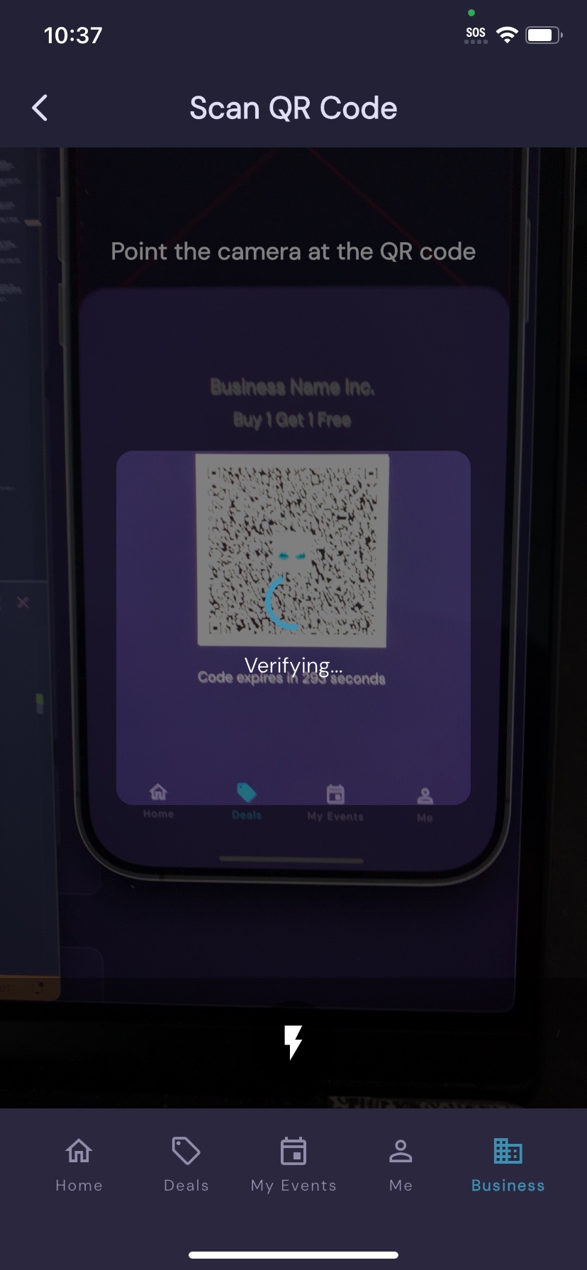 A phone scanning a QR code